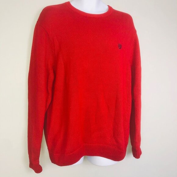 Chaps Mens L Sweater Red Long Sleeve Crew Neck Knit Pullover New - Picture 4 of 8